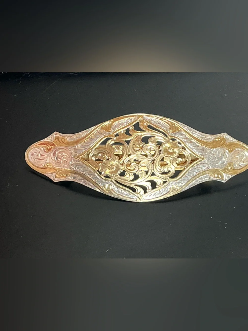 Ornate Filigree Gold-Tone Women's Hair Barrette